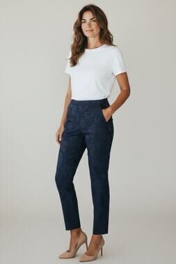 Talbots Pants Womens 8 Black Jaquard Side Zip Trouser Size 8